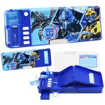 Transformers Pupil Pen Box Boys Double-sided Multifunctional Pencil Case Children Pen Case 334 Blue