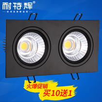 LED double head spot light black ceiling light Embedded COB dare light open hole 20*10 grid rectangular