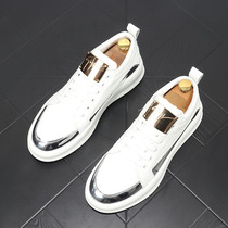 European station personality male 2022 new thick-soled height-increased sneakers Korean version trendy all-match net red white loafers
