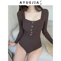 2021 new swimsuit ladies one-piece triangle conservative thin belly cover diving long sleeve hot spring swimsuit fairy fan