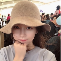 Japan South Korea England retro wool basin hat Dome wave ruffle edge small topper Fisherman hat female autumn and winter Japanese series