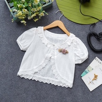 Child Clothing Girl Short Sleeve Shawl 2022 Summer New 100 Hitch Short Sleeve Children Round Collar Cotton Quality Summer Cover Cardiovert