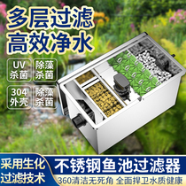 Sensen stainless steel fish pond filter biochemical filter box koi outdoor pool sterilization algae water circulation system