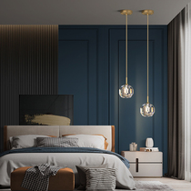 Light Extravagant Bedroom Bedside Small Chandelia Minimalist Modern Long Line Bar Lamps Creative Personality Full Copper Single Head Water Crystal Light