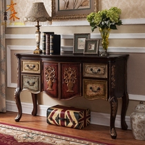 Eurostyle Genguan Cabinet Solid Wood American Countryside Genguan Table Chinese Classical End View Terrace Hallway Side Table Carved Flowers