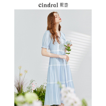 Xis 2022 summer new doll collar dress with dress female lace splicing sweet and gentle wind style high level sensual dress