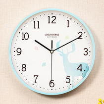Modern minimalist wall-mounted wall clock bedroom living room hanging clock Walls on silent cartoon background light lavish timepiece home clock table