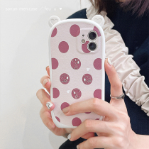 Sonun gentle purple wave dots for Apple phone case 13promax women iphone11 edging anti-fall xs2021 New xr simple stereo ears 7 8p