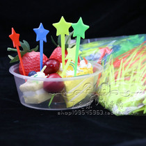Color star fruit needle disposable fruit fork plastic fruit sign fashion creative nail fork star milk cover stick