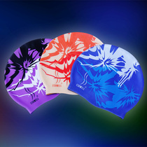 Male and female long hair ear protection couple swimming cap practical printing swimming cap