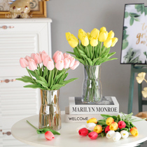 Tulip fake flower simulation flower living room flower arrangement decorative floral table pink ornaments dried flower ins bouquet furnishings