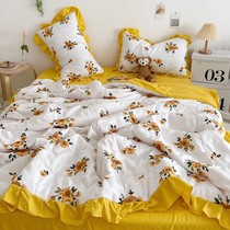 Quilt four-piece New Korean hipster air conditioning by the Princess wind summer cool quilt single Double Summer thin quilt