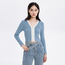 NOME Morning with long sleeves Knitted Sweater Womens clothing V collar sweater sweatshirt with thin pink blue blouses WGCQ3518
