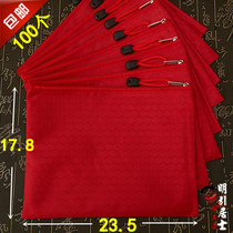  Red A5 file bag warp bag red bag information bag big red waterproof zipper bag from 100