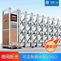 Hengtaizhi construction site Electric telescopic door wind-resistant school institution factory stainless steel telescopic door electric door