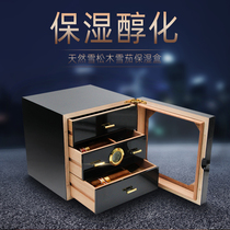 Cuban cigar box Cedar solid wood moisturizing box Three-layer cabinet humidifying cigar box with electronic hygrometer cigar box