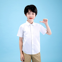 61 Kids Show Clothes Boys White Shirt Short Sleeve Blue Striped Kids Show Shirt Primary School Uniform Summer