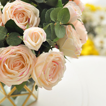 3 branches hand-hand simulation rose-drawing room fake flower pendulum table flower pendulum flower decoration flower F546