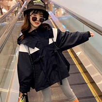 Girl Coats 2021 Fall Fashion Ocean Gas CUHK Tong Han Edition relaxed children Lianhood jacket Spring and autumn windfall