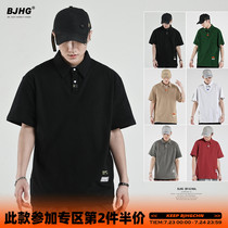 BJHG homemade summer 2021 solid color lapel short-sleeved T-shirt POLO shirt mens fashion brand Japanese loose port wind half sleeve