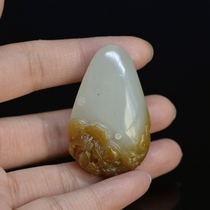 13# Natural Hetian jade pendant water drops gold toad sugar white jade to attract wealth and evil spirits