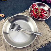 Export 304 stainless steel disc dish dish dish vegetable dish seafood basin composite steel integrated 18 20cm24cm can be heated