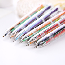 Multi-color ballpoint pen simple creative transparent Pole 6-color multi-color pen multi-function push pen office stationery supplies