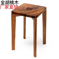 Walnut solid wood small square stool tea stool fashion creative Nordic low stool household living room bench