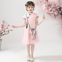 Next win childrens Hanfu dress summer new Chinese style princess dress Foreign style girls improved cheongsam skirt