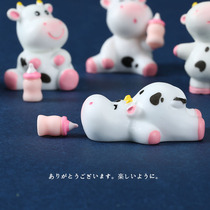 Japanese-style simulation animal miniature cow model cartoon doll miniature ornaments play house doll micro landscape