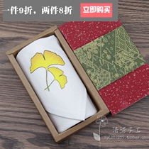 Handkerchief pure cotton female sweat wiping ancient style portable sweat-absorbing handkerchief ginkgo biloba can be customized for free to mention the word couple