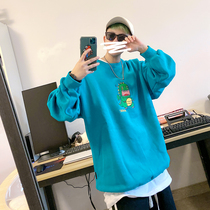 (Clearance sale) Hong Kong style retro round neck sleeve sweater boy dinosaur cartoon embroidery plus velvet loose coat