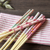  Home environmental protection Japanese cartoon cute childrens chopsticks natural bamboo and wood printing baby chopsticks student chopsticks single and double