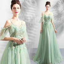 Angel wedding dress Mori Super fairy strapless mint green Bride wedding dinner annual dress wholesale 6898