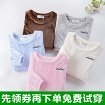 Autumn and winter adult homewear one-piece tops flannel pullover loose pajamas tops plush coral fleece living clothes