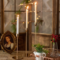JK Mu space simple single pole iron plating gold candlestick three-piece set ornaments Nordic desktop romantic decoration