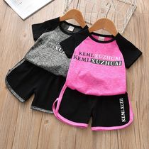 Girls two-piece tide summer boys Sports Leisure set quick-drying clothes children short-sleeved shorts siblings