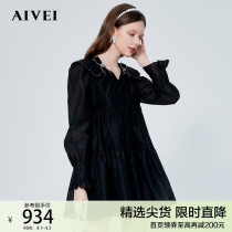 (Live Exclusive) AIVEI congratulates Ivy 2022 Spring Bow V-neck high-rise age-reducing doll dress