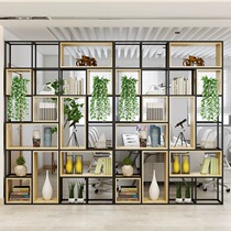 Wrought iron shelf living room floor American restaurant Office screen display shelf bookshelf solid wood partition storage rack