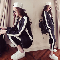 Hong Kong Chaobou 2021 Fall new womens clothing Han edition Two sets for running for a casual fashion suit Sport suit