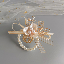 Bridesmaids Wrist Flowers Brides Sisters Hand Flowers High-end Sensibility Small Fresh Wedding Wedding Bracelets Champagne Wedding Dresses