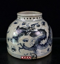 Jingdezhen dragon pattern picture cylinder small jar classical antique antique antique porcelain ornament folk collection of old objects