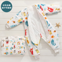 Baby sleeping bag autumn and winter baby split leg clip cotton thick removable long sleeve child anti-kicking quilt cotton four seasons Universal