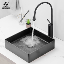 Sacred Snow Nordic Simple Black 304 Stainless Steel Desk On the Washtub Small House Wash Basin Folk Table Basin