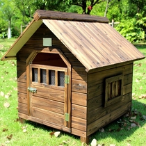 Kennel wooden rainproof waterproof large dog outdoor summer solid wood kennel closed wooden high-grade household