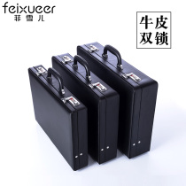 Fisher cowhide suitcase Retro password box Business briefcase briefcase Multi-function toolbox withdrawal box