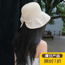 Summer stitching bow-tie sunscreen hat anti-ultraviolet sun hat Joker Japanese straw hat cover fishermans hat children
