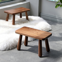 ten Shadow Wooden Building Childhood Small Bench Nordic Full Solid Wood Children Small Stool North American Black Walnut Wood Mesh Red Dwarf Stool