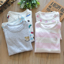 Japanese childrens round neck cotton underwear set small childrens boys and girls jacquard mesh cotton cotton sweater autumn trousers