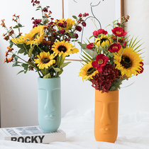 Minimalist modern Nordic Wind Genesis Face Ceramic Vase Flower Arrangement Living Room Sample Room Table Dry Flower Decoration Pendulum